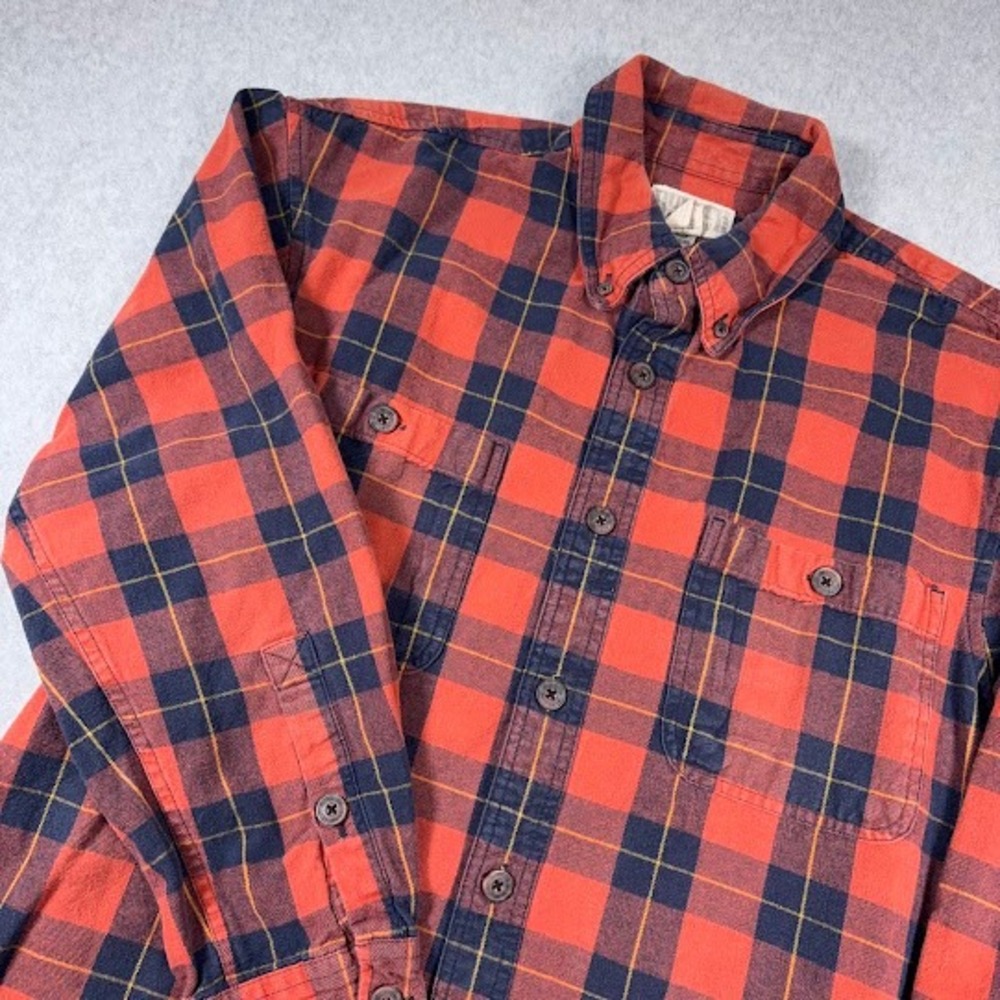 Duluth Trading Co Flannel Shirt Mens M Red Plaid Heavyweight Cotton Workwear